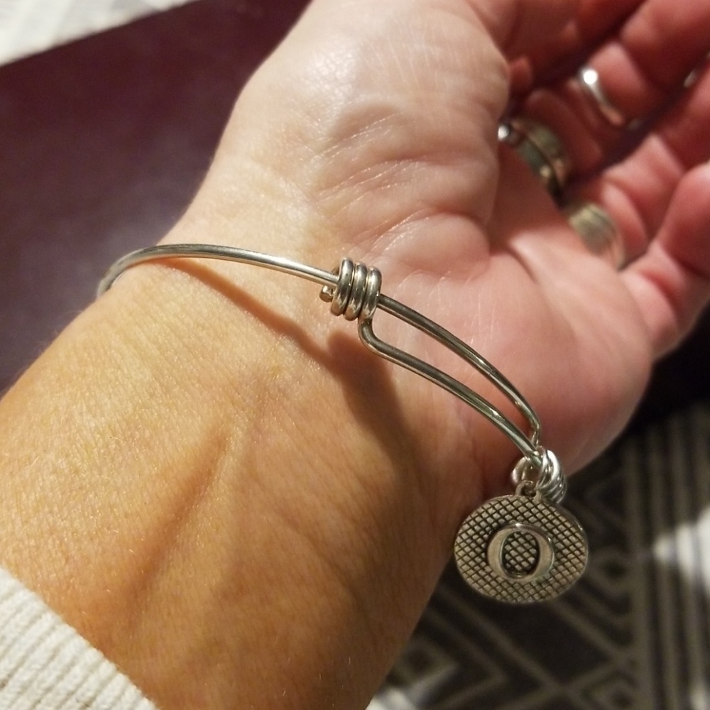 Sterling Silver Initial Bangle "O' - image 3